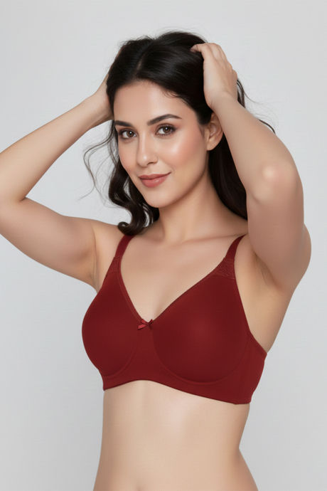 Zivame Double Layered Non Wired 3/4th Coverage Tshirt Bra - Red Dahlia — image 5